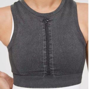 OFFLINE By Aerie Seamless Macramé Longline Grey Sports Bra XS NWOT